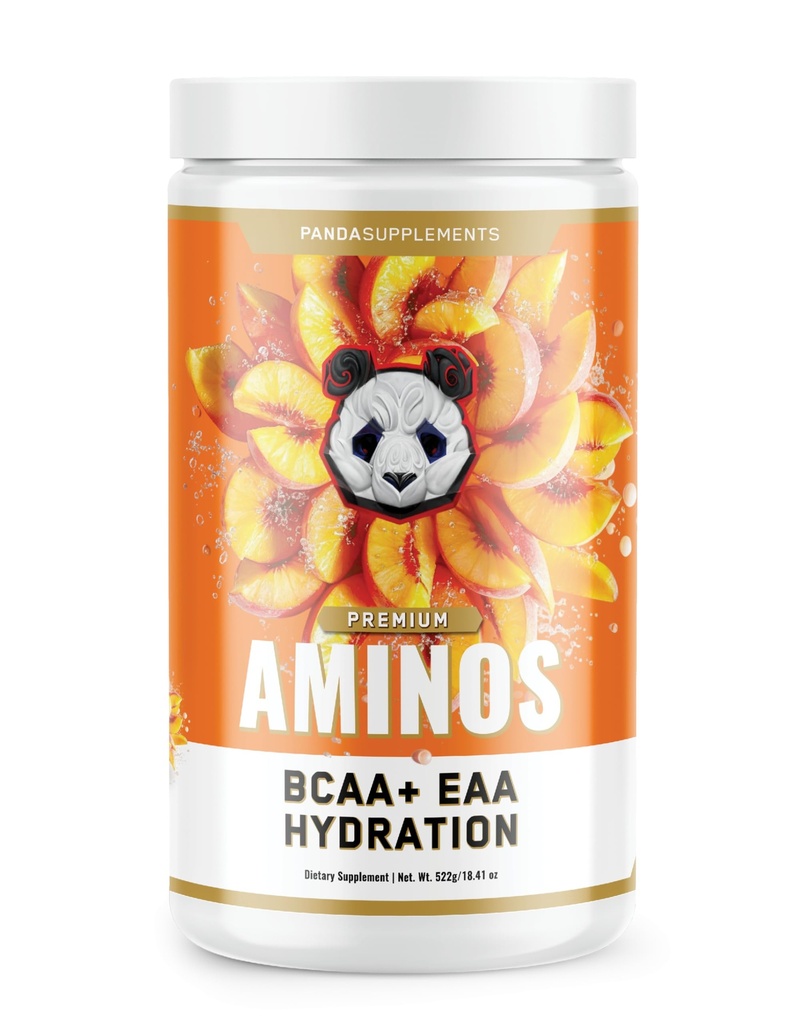 Underground Bio Labs Panda Supps Aminos | BCAA + EAA + Hydration + Eectrolytes for Men and Women with 2G Taurine and 4G EAAs (30 Servings) (Peach Mango 3.0)