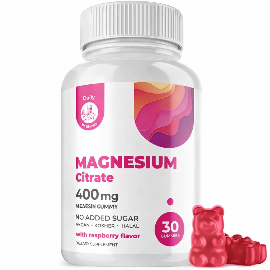 DR. MORITZ Magnesiumgummier for voksne - sukkerfri rolige Magnesiumgummier - hindbær flavor - non-GMO, 400 mg (30 Greve)
