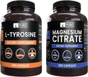 PURE ORIGINAL INGREDIENSER L- Tyrosin og Magnesium Citrate Bundle, 365 Kapsler Hver, Altid Pure, Lab Verified