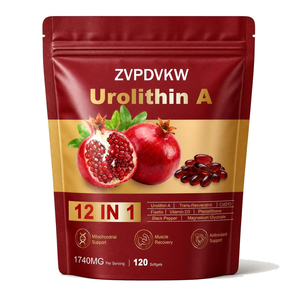12-in-1 Urolithin A Supplement, Mitochondrial Energy Support, 120 Softgels