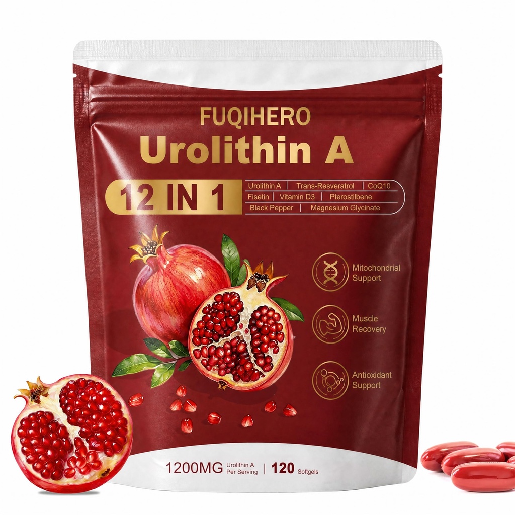 12-in-1 Urolithin A Supplement with Ubiquinol, Natural Antioxidant, 120 CT | with Trans-Resveratrol, Fisetin, Daily Cellular Wellness & Mitochondrial Support,Reduce Muscle Loss,2-Month Supply
