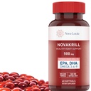 Novakrill Krill Oil Omega 3 Supplement - 1000mg Softgels med EPA, DHA, Astaxanthin - Ingen Fishy Aftersmage - Let at synke antarktisk krill Oil - 60 flydende kapsler