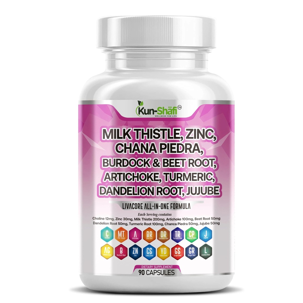 Milk Thistle Complex with NAC, Berberine, Artichoke, Chanca Piedra, Turmeric, Ginger, Beet Root -Liver Cleanse Detox & Repair Supplement & Burdock Root – 90 Capsules