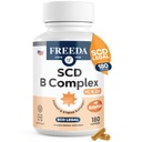 FREEDA Vitamin B Complex with Vitamin C & Zinc – Stress B Complex, Methylfolate & Active B12 + B1 B2 B3 B6 Biotin Choline – BComplex Vitamins for Women & Men – SCD Legal, Kosher, Vegan (180 Capsules)