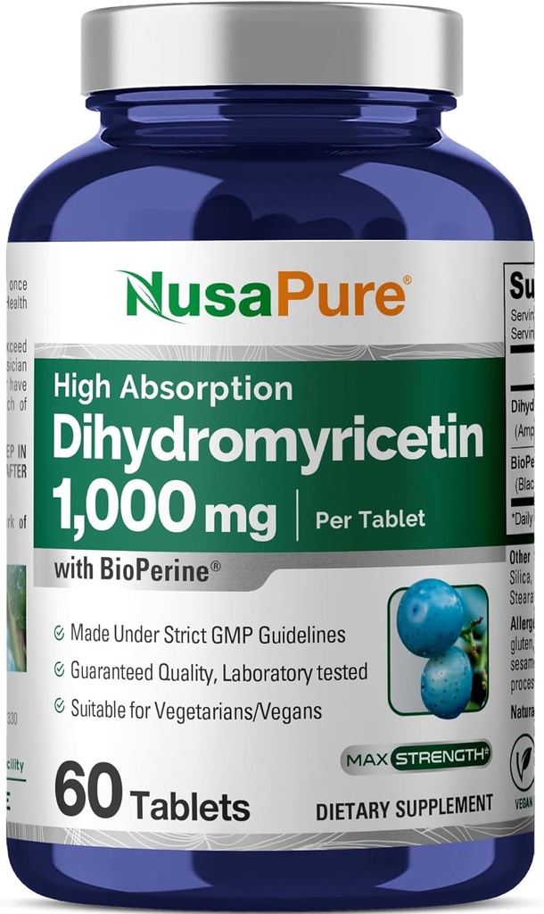 NusaPure Dihydromyricetin (DHM) 1. 000mg 60 Veggie Tablets (Ingen GMO & 100% Vegetar)