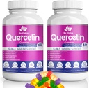 (2 Pack) Quercetin Gummies by BioVitalica - Quercetin with bromelain Vitamin C and Zink & Elderberry + D3- 5 i 1 immunforsvar - Zink Quercetin 750 mg til børn og voksne