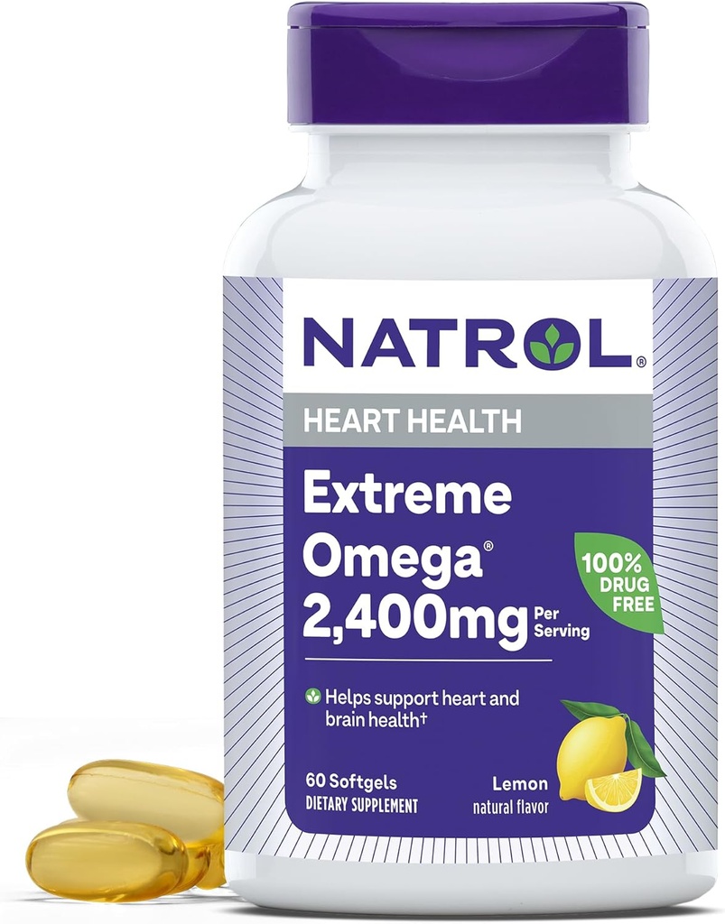 Natrol, Omega-3 Extreme Softels, Heart Health Dietary Supplement, 60 Greve