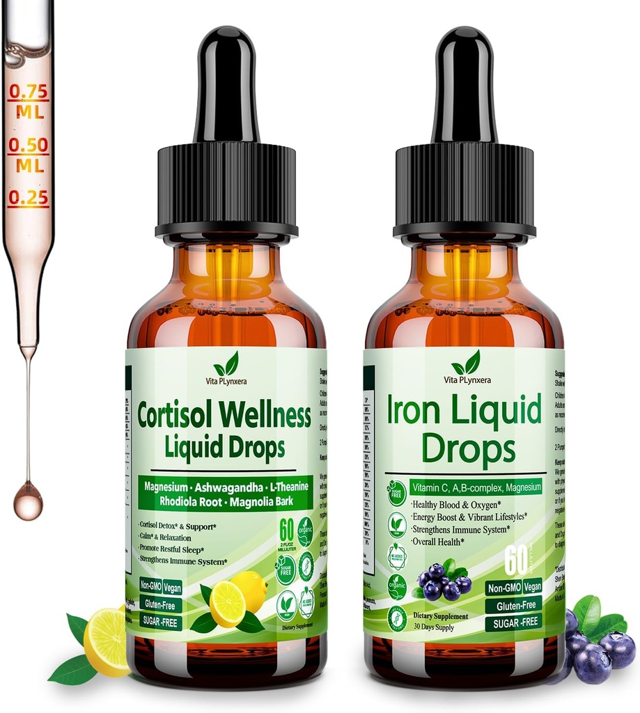 Cortisol Detox + jerntilskud til kvinder, mænd, Vegan, ikke-GMO