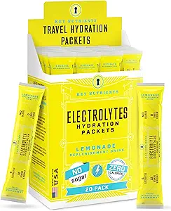 KEY NETRIENSER Electrolytes Powder Packets 20 Pack - No Sugar, Refrishing Lemonade, Hydration Packets med Electrolyte Powder for Refrishing Electrolyte Drink Mix Packets - Zero Calories