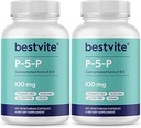 BESTVITE P- 5- P 100mg (240 vegetariske kapsler) (120 x 2) (CoEnzymated Form of B- 6) - No Stearates - Vegan - Non GMO - Gluten Free