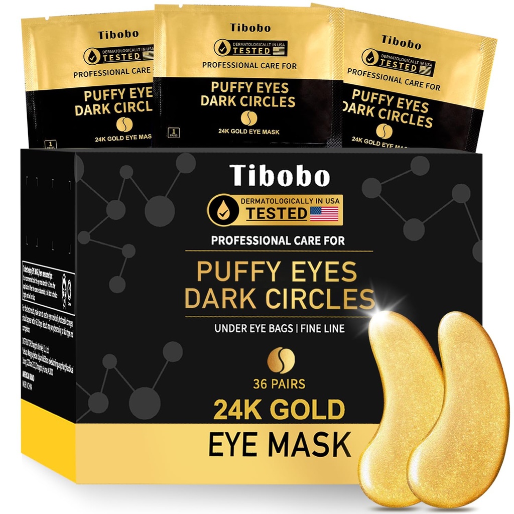 Under Eye Patches (36 Par) - 24K Gold Eye Masker Beriget med Abundant Collagen for mørke cirkler, Puffy Eyes, Rynker - Gaver til kvinder hudpleje - Vegan & USA Testet