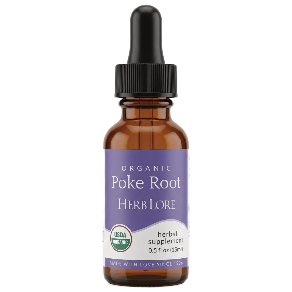 Herb Lore Organic Poke Root Tincture for Nursing & Lactation Support and Lymphatic Care - Alcohol Based Liquid Drops (1/2 fl oz)