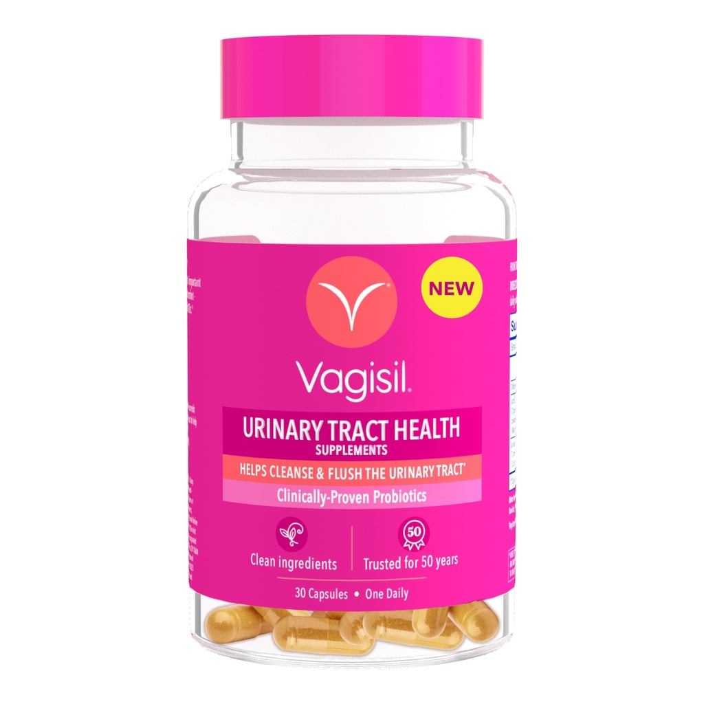 Vagicil Urinary Tract Health Kosttilskud, Clinically- Proven Probiotika, Beskytter Urinary Tract Sundhed, Rene ingredienser, Hjælper rense og flush UTI- Årsager Bakterier, 1 Capsule Daglig, 30 Kapsler