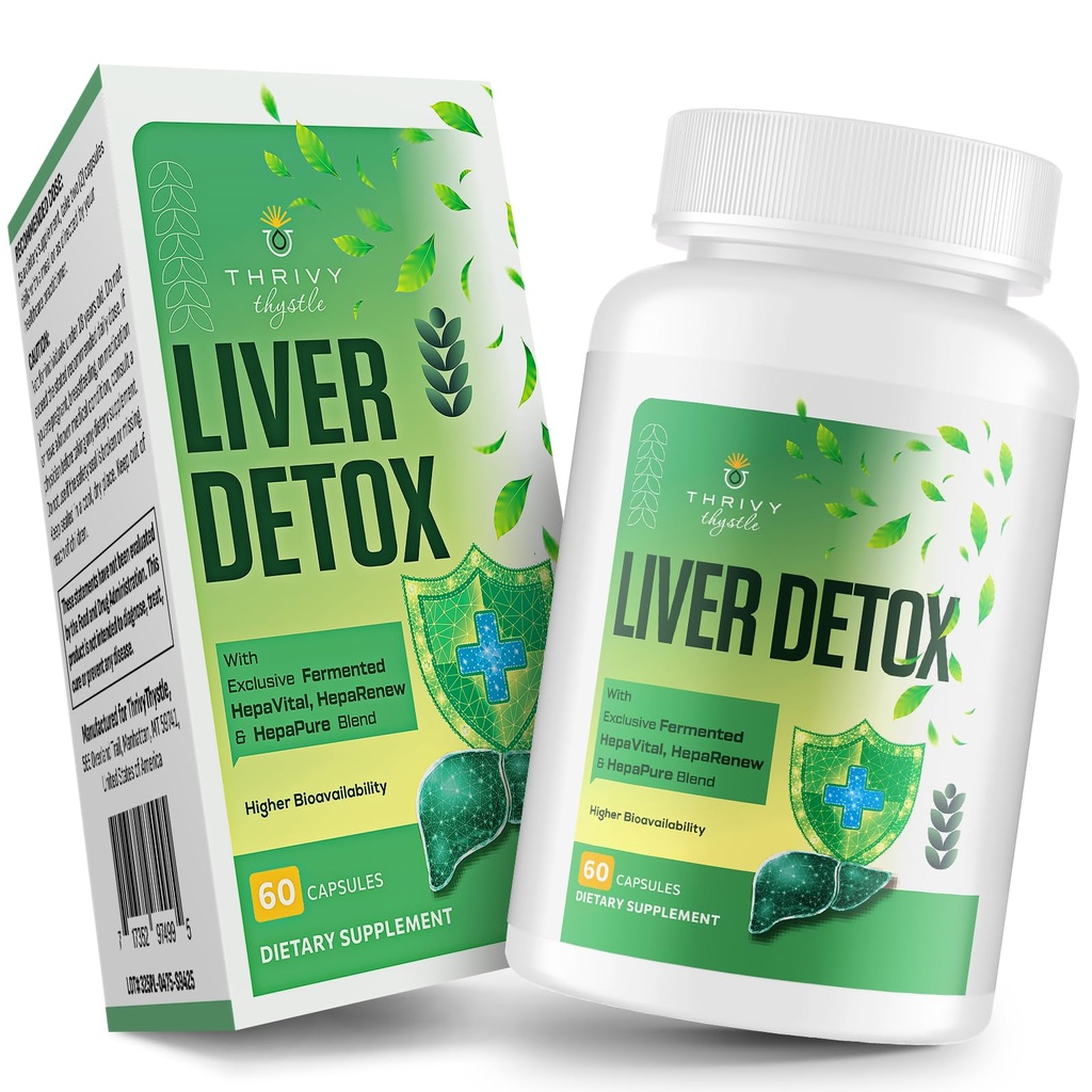 Liver Detox & Repair – 23-in-1 Herbal Liver Support Milk Thistle Supplement - TUDCA, NAC, Chanca Piedra, Artichoke, Beet Root – Supports Liver & Gut Health – 60 Vegan Capsules