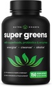 NutraChamps Organic Super Green Capsules - Alfalfa, Spirulina, Chlorella & mere - Antioxidant, fordøjelsesfremmende enzymer & probiotiske blandinger - 150 Green Superfood Capsules