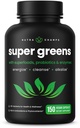 NutraChamps Organic Super Green Capsules - Alfalfa, Spirulina, Chlorella & mere - Antioxidant, fordøjelsesfremmende enzymer & probiotiske blandinger - 150 Green Superfood Capsules
