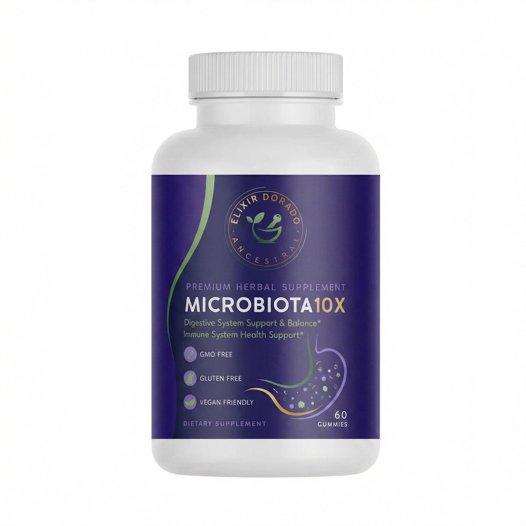 Microbiota 10X - Premium Digestive Support Gummies with Wormwood, Black Walnut, PAU D'Arco & 100 Million CFU Probiotics - Vegan, Gluten Free, 60 Gummies