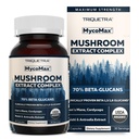 MycoMax Mushroom Complex - 70% Beta Glucans, Max Potency Mushroom Supplement, US Grown + Ultrasonisk Udtrækning - Lions Mane, Cordyceps, Reishi & mere - Kognition, Immunitet, Energi - 60 kapsler