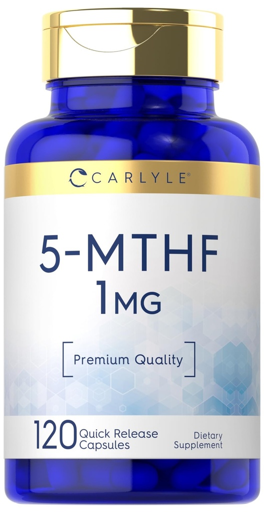 Carlyle 5- MTHF L Methylfolat 1 mg 1 mg 1, 4; 120 Kapsler 1, 4; Non- GMO & Gluten Free Supplement