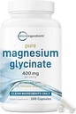 Mikroingredienser Magnesium Glycinat 400mg per servering, 240 Kapsler; Potent Elemental Form, 100% Chelated, Høj Absorption 124; Sund Muskel, Knogler, & Mood Support Supplement
