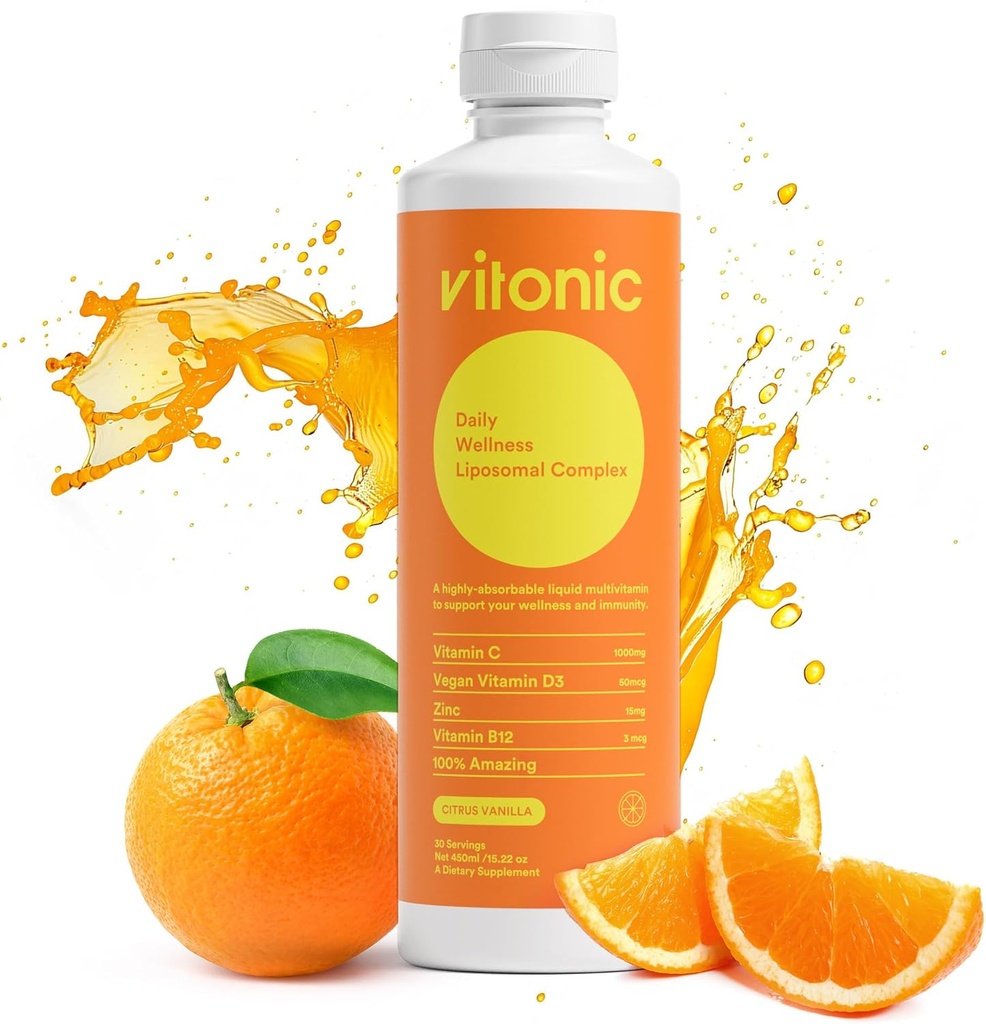 Liposomal Vitamin C 1000mg Flydende - Familie Immunity Support Budd124; Op til 5 × højere Absorption Budd124; Multivitamin med D3, B12, Zink124; Collagen & Recovery Support Budd124; Vegan, Sugar- Free Budd124; 30 Servere