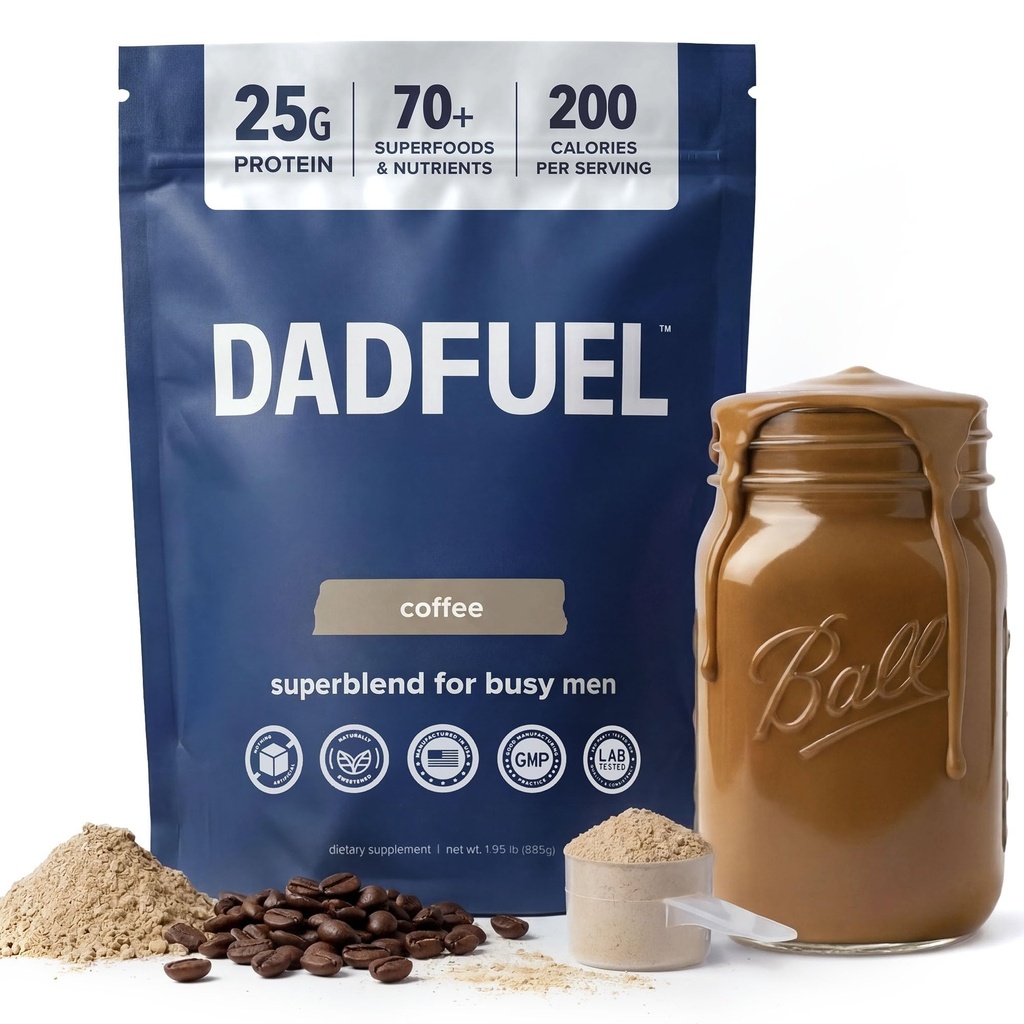 DADFUEL All-in-One Meal Replacement Shake for Men | 25g Whey Protein Isolate + 70+ Superfoods & Nutrients | Non-GMO, Gluten-Free, No Added Sugar | Smooth Taste, Easy Mix | 15 Servings