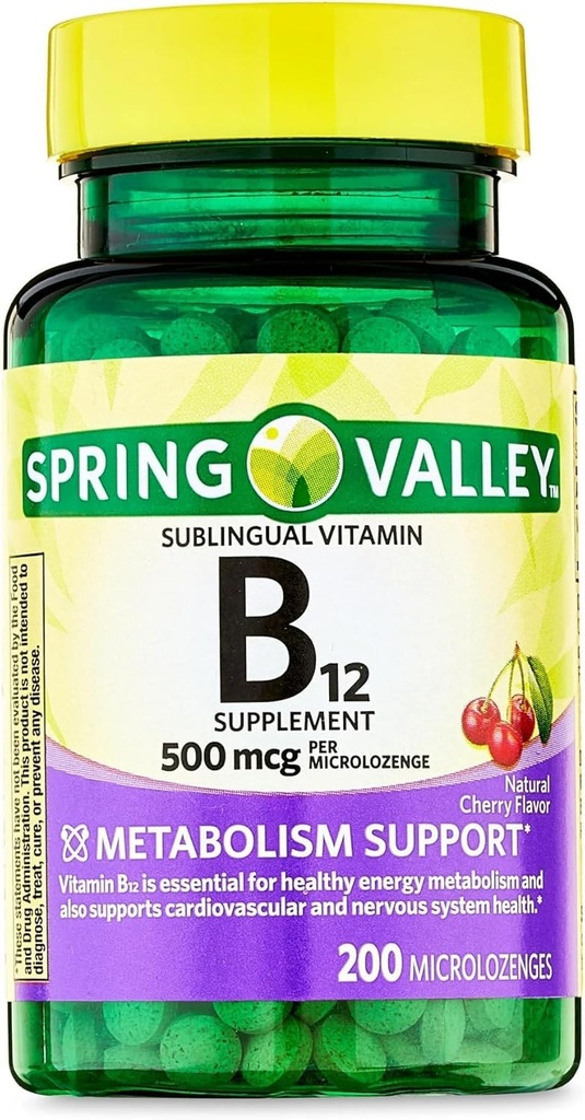 Spring Valley Vitamin B12 Microlozenges, 500 Mcg, 200 Count
