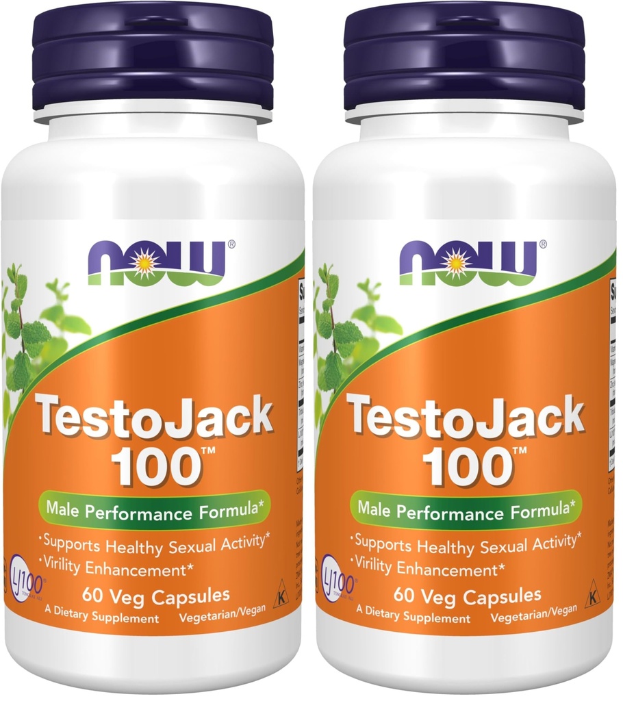 Now Supplements, TestoJack ™ 100 med LJ100 ®, en Potent standardiseret ekstrakt af Tongkat Ali (Eurycoma longifolia), Tribulus og ZMA ®, 60 Veg kapsler (pakke med 2)