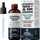 Liposomal NAD+ & NR Drops – 5X Superior Absorption, Cellular Energy & Anti-Aging Longevity Supplement for Men & Women, Liquid Nicotinamide Riboside, 60mL (2 fl oz)