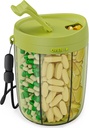 PULIV Stor pilleflaske Organizer, supplement Organizer til Holding 6 Forskellige vitaminer, Pillekasse sag med anti-blanding & bred åbning Design, let at hente medicin og 20 Pcs Stick- på etiketter, grøn
