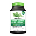 Zenwise Health EGCG Green Tea Extract kapsler med kaffe bønne ekstrakt - 50% EGCG + 98% polyphenoler supplement - Green Tea Pills til hud og hjerte støtte + hjerne sundhed og hukommelse boost - 60 greve