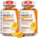 Calcium Magnesium Zinkgummier til voksne: 1200mg Calciumcitrat med vitamin D3 K3 - Natural Organic Sugar Free High Absorption Supplement for Women Men Kids (120Count)
