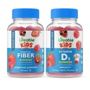 Livbare Sukker gratis Preciotic Fiber Kids + D-vitamin Kids, Gummies Bundle - Great Tasting, Vitamin Supplement, Gluten fri, GMO fri, Chewable Gummy
