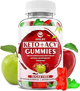 Keto ACV Gummies Advanced, 1000MG Apple Cider Vincities Supplement for kvinder og mænd, ACV Keto Gummies for Supports Metabolisme, Sukker fri, Made in USA, Keto + ACV, 60 Count