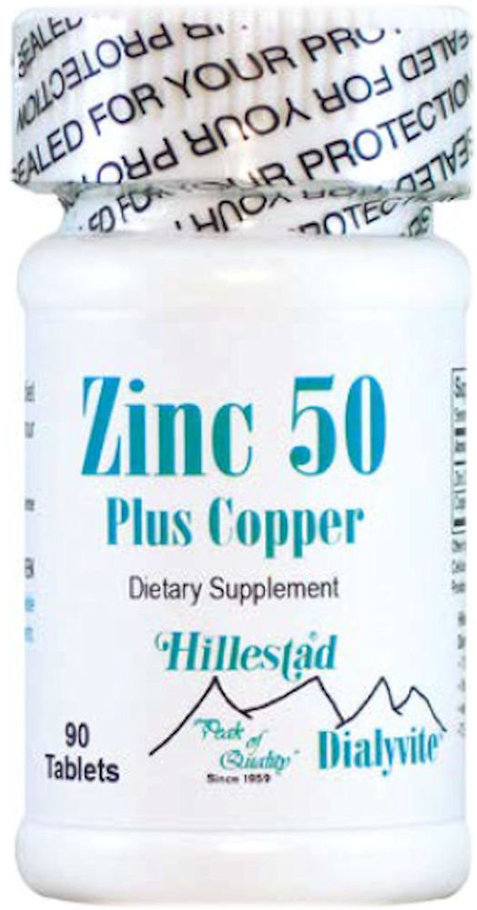 Dialyvite Zinc 50 Plus Copper - 90 Tablets - Supports Immune System and Prostate Health - Zinc Gluconate 50 mg with Copper Bisglycinate Chelate 1 mg