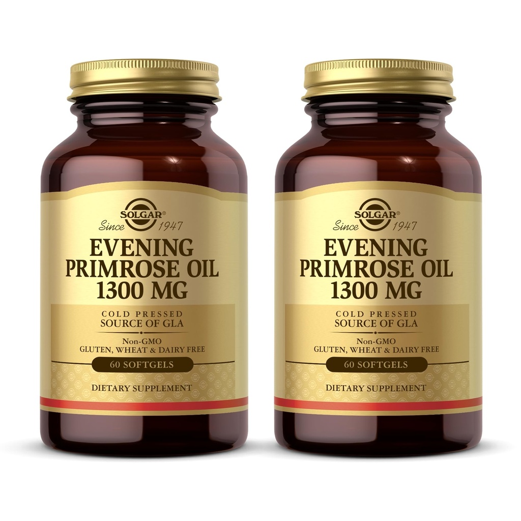 Solgar Evening Primrose Oil 1300 mg, 60 Softgels - fremmer sund hud - Non- GMO, Gluten Free, Dairy Free - 60 Servering