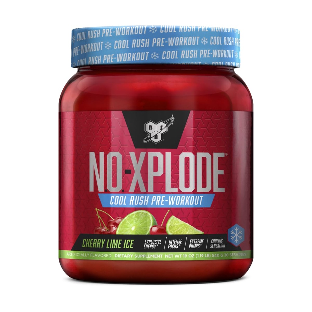 BSN N.O.-XPLODE Cool Rush Pre Workout Powder, Preworkout Energy Supplement for Men and Women with Creatine and Beta-Alanine, Cherry Lime Ice, 30 Servings, 1.2 Pound (Packaging May Vary)