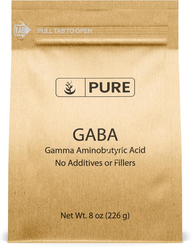 Pure Original Ingredienser Gamma Aminosmørsyre (GABA) Pulver (8 oz) Altid Pure, Ingen Fillers eller Tilsætningsstoffer, Lab Verified