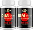 DIM til mænd 750MG - Hormonbalance, Østrogen Support til mænd, DIM supplement, Detox, Vitality & Fitness Performance-Chrysin & Black Pepper Extract, 60 kapsler (2 flasker)
