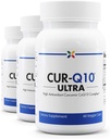 Stop Aging Now - CUR- Q10 Ultra Complex - Curcumin2K & MAX- Q10 - Brain & Heart Health, Antioxidanter, Mood Support og fælles sundhedsstøtte - Gurkemeje & Black Pepper, CoQ10 - 60 Vcaps (3 Pack)