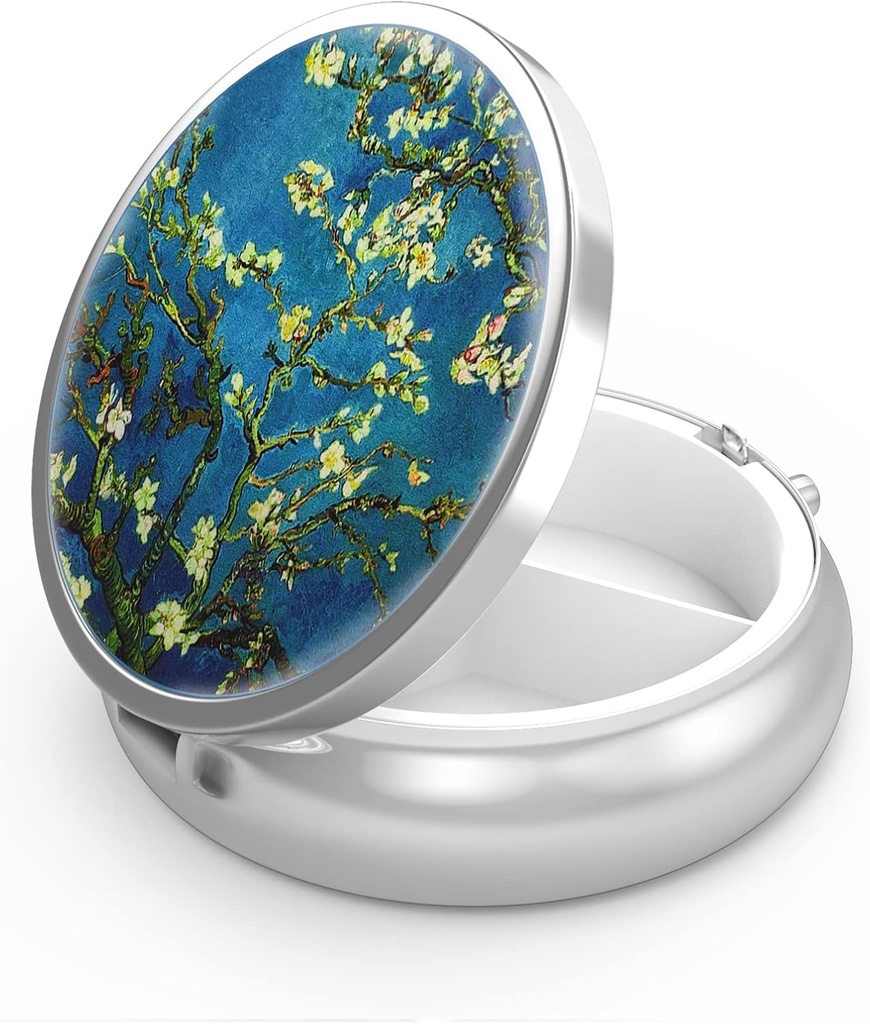 Pill Box 3 Segment Lille Pill Case, Portable for Pocket eller Purse Pill Arrangør Pill Container Holder til at holde vitaminer, medicin, fiskeolie og kosttilskud (Starry Night)