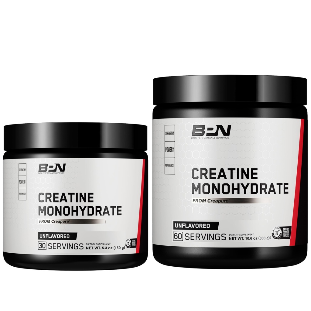 BARE YDEEVNE NETRITION, BPN Pure Creatin Monohydrat Pulver af Creapure 2PACK, 5g af Creatin per Serving, Unflavored Creatin Powder, 90 Servering i alt