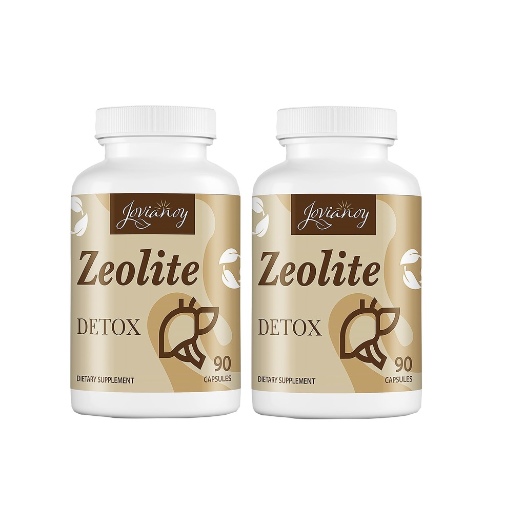 Jovianoy Zeolite Detox Capsules, Organic Activated Charcoal, Bentonite Clay, 1-2 µm Clinoptilolite, Maximum Absorption, Gut Liver Detox Cleanse Full Body for Women Men, 180 Capsules