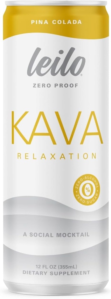 LEIO - 124; Kava drevet Pina Colada Mocktail Drink 124; 12- Pack - sukkerfri & Non- ALC Funktionel afslapning Support