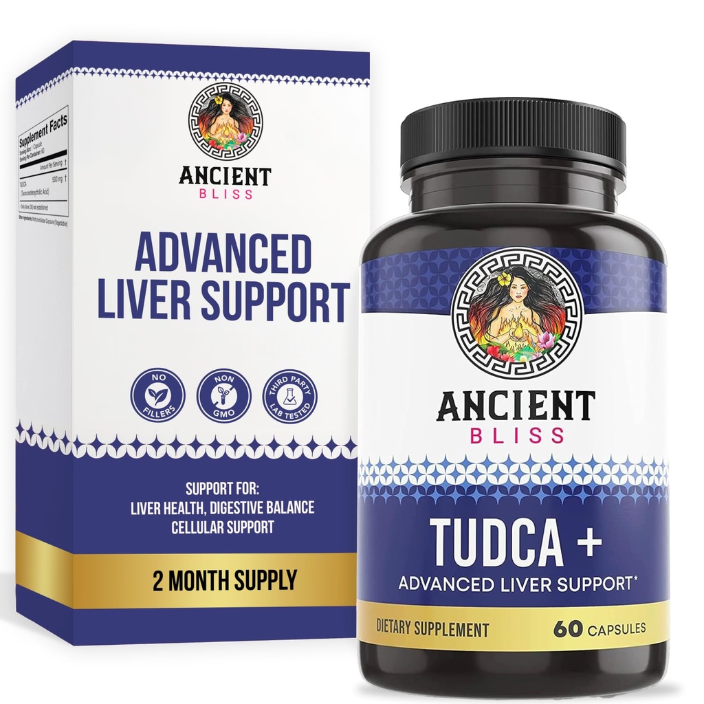 Tudca 500 mg, 60 kapsler (Tauroursodeoxycholsyre) - Bile Salts Leverstøtte supplement, Natural Bitter Taste- Vegan Friendly, Non GMO, Gluten Free Capsules by Ancient Bliss
