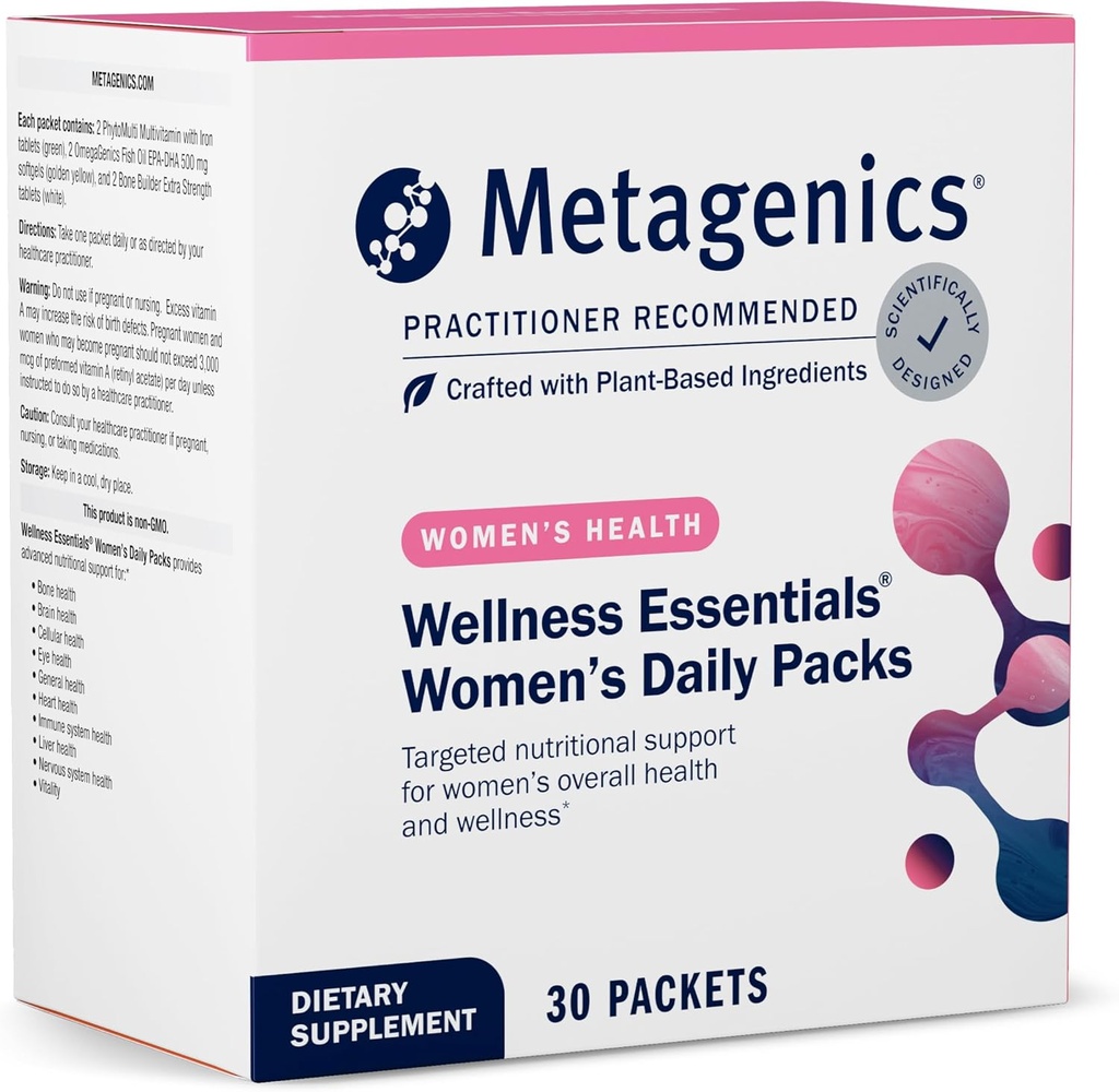 Metagenics Wellness Essentials Women 's Daily Packs - 30 Daily Multivitamin Packs - Women' s Multivitaminer - Knogledensity Support * - Omega-3 Fedtsyrer - Non-GMO & Gluten Free - 30 Pakker
