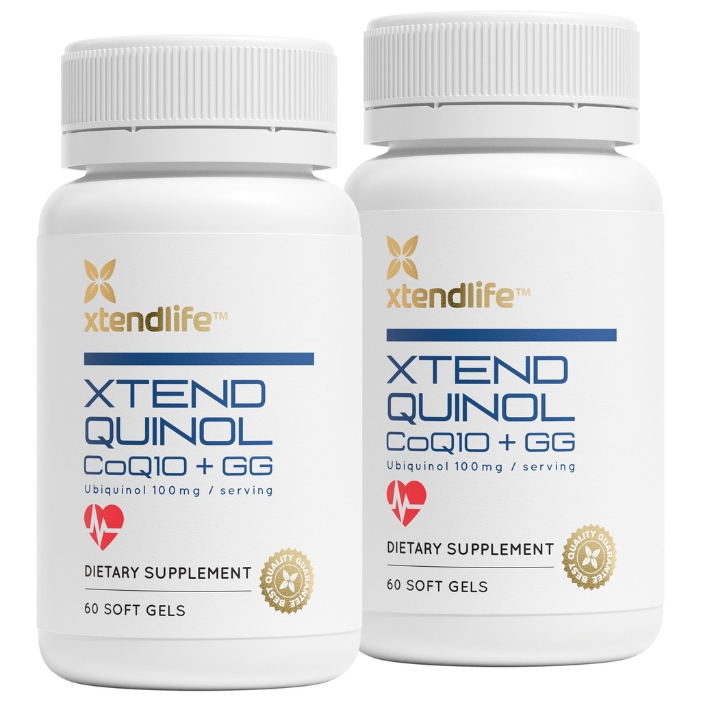 Xtendlife Xtend-Quinol CoQ10 Ubiquinol Supplement for Heart Health, Cellular Energy, and Healthy Aging - with 100mg Ubiquinol and 50mg GG (Geranylgeraniol)-4 Month Supply (Pack of 2)