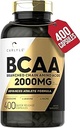 Carlyle BCAA Kapsler: 124; 2000mg: 124; 400 Powder Pills: 124; Aminosyrer: Supplement Blend: 124; for kvinder og mænd: 124; med L- Isoleucin, L- Leucin, L- Valine: 124; Non- GMO og Gluten Free