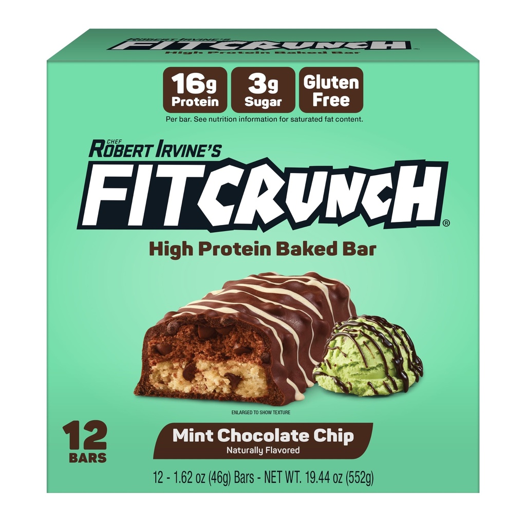 FitCrunch 16g High Protein Baked Bar, Mint Chocolate Chip, 12ct