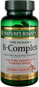 B- kompleks af naturens Bounty, tid udgivet Vitamin supplement w / folinsyre Plus C-vitamin, understøtter energi Metabolisme og nervesystem sundhed, 125 tabletter (pakke med 3)